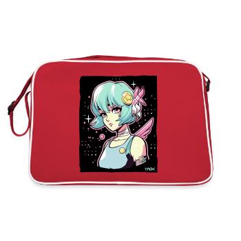 Cool Anime Sci-Fi Cyborg Girls - Retro Bag - red/white - Back