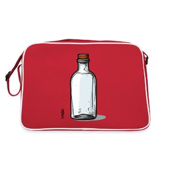 Leeres Glas-Flaschen-Motiv, Flasche ist leer - Retro Tasche - Rot/Weiß - Hinten