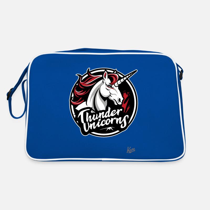 Lustige Sport-Logo-Parodie: Team Donner-Einhörner Retro Tasche