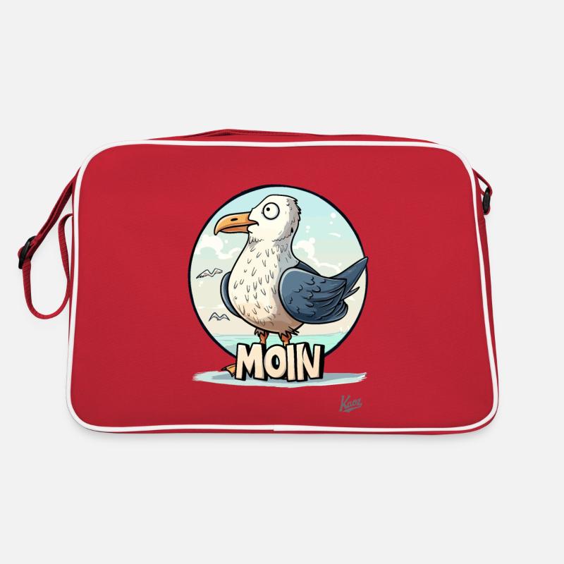 Funny seagull says "Moin" Retro Bag