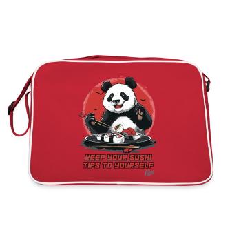 Panda bear gives sushi tips - Retro Bag - red/white - Back