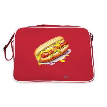 Moutarde et saucisse dans un petit pain : Hot-dog - Sac Retro - rouge/blanc - Dos