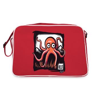 Little funny octopus: HELO! - Retro Bag - red/white - Back