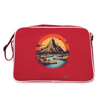 Nature sauvage : une montagne et une rivière - Sac Retro - rouge/blanc - Dos