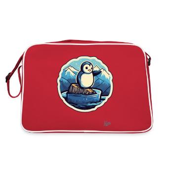 Niedlicher kleiner Pinguin auf einer Eisscholle - Retro Bag - red/white - Back