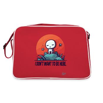 drôle mignon extraterrestre : Je ne veux pas être ici - Sac Retro - rouge/blanc - Dos
