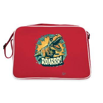 Noch ein Rex-Brüll-Dino-Dinosaurier - Retro Tasche - Rot/Weiß - Hinten