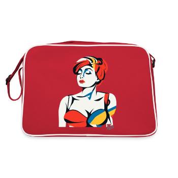 Abstract Art Portrait of a Woman - Retro Bag - red/white - Back