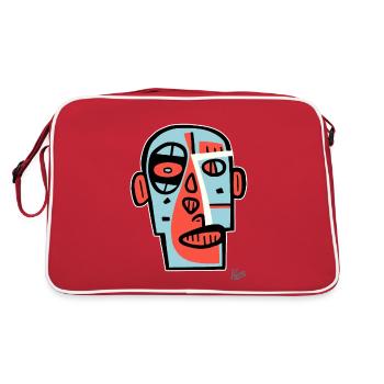 Art du cubisme abstrait : un portrait de visage - Sac Retro - rouge/blanc - Dos
