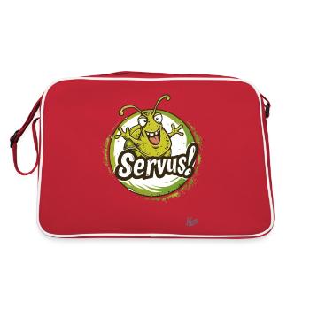 Snail with arms waves: Servus! - Retro Bag - red/white - Back