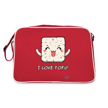 I love tofu - A must for tofu fans - Retro Bag - red/white - Back