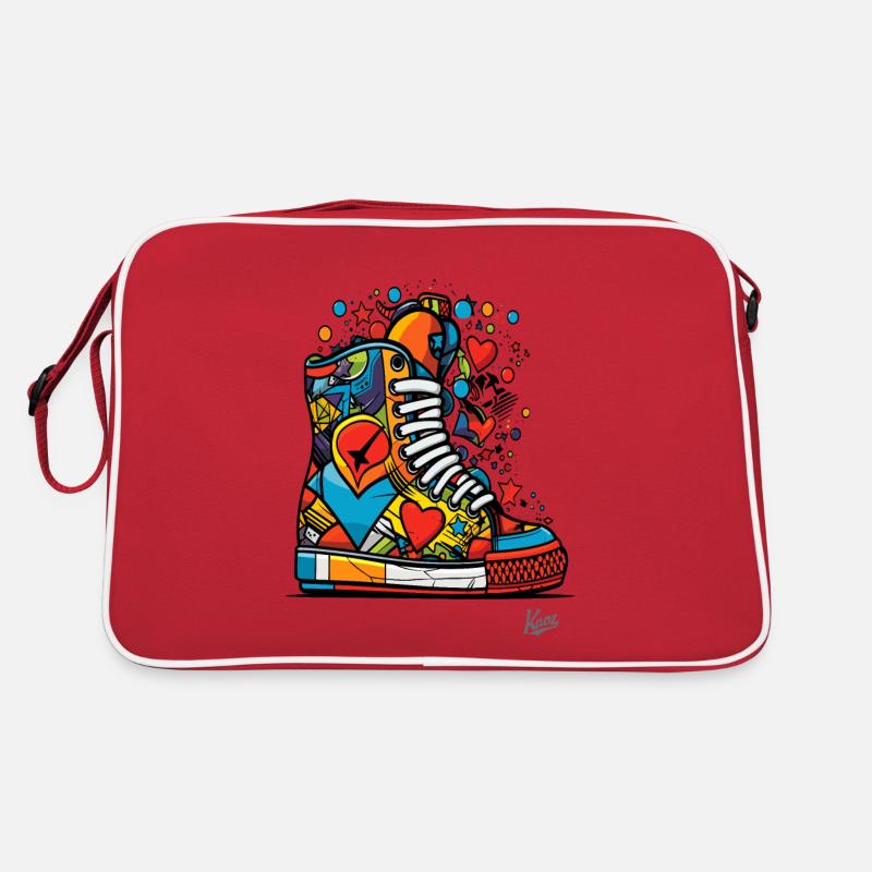 Funky Graffiti : Baskets colorées avec des cœurs Sac Retro