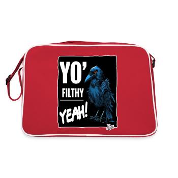 Dreckige Gruselige Krähe - Retro Tasche - Rot/Weiß - Hinten
