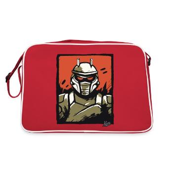 Mecha mechanischer Sci-Fi Robot - Retro Tasche - Rot/Weiß - Hinten