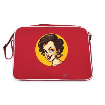 La douce beauté : une femme de dessin animé rétro avec une touche d’originalité - Sac Retro - rouge/blanc - Dos