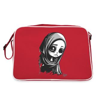 Künstlerisches Trauriges Mädchen - Retro Tasche - Rot/Weiß - Hinten
