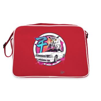 Color explosion: Owl and JDM Street Car - Retro Bag - red/white - Back