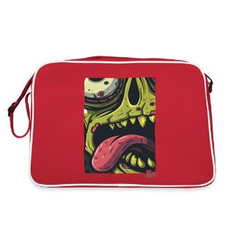 Zoom in on this zombie face: Creepy stylish! - Retro Bag - red/white - Back