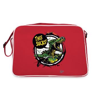 Angry and annoyed dragon says: That's crap - Retro Bag - red/white - Back