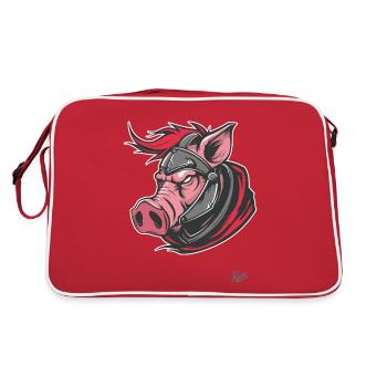 Fighting Spartan Warrior Pig - Retro Bag - red/white - Back