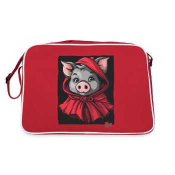 Das Märchen vom kleinen Rotkäppchen-Schwein - Retro Tasche - Rot/Weiß - Hinten