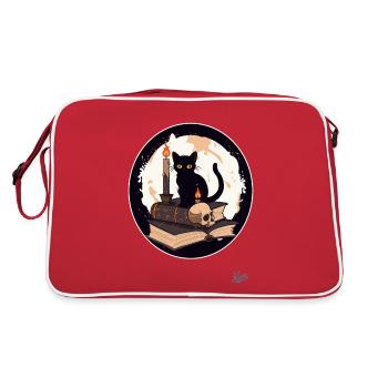 Livre de sorts et chat noir : Lecture et livres - Sac Retro - rouge/blanc - Dos