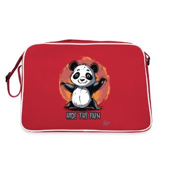 Hide the Pain: Cute Suffering Panda - Retro Bag - red/white - Back