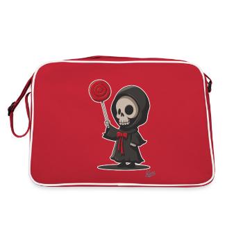 Sensenmann mit lecker Lutscher Lollipop - Retro Tasche - Rot/Weiß - Hinten