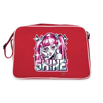 pretty girl shining with diamonds and jewels - Retro Bag - red/white - Back