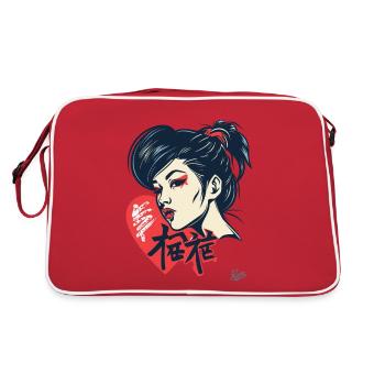 Une Japonaise prête à embrasser avec le cœur - Sac Retro - rouge/blanc - Dos