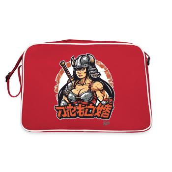Eine Japanische Barbaren Wikinger Krieger Königin - Retro Tasche - Rot/Weiß - Hinten