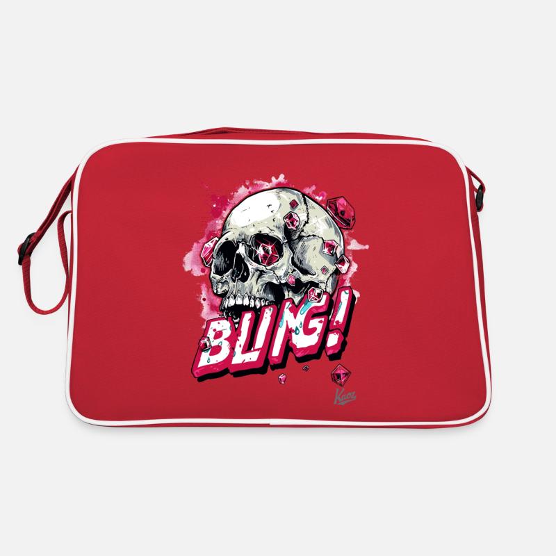 Diamonds Rubies Bling Skull Retro Bag