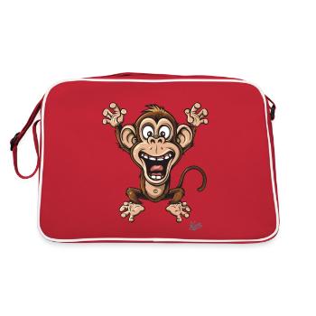 funny little happy monkey - Retro Bag - red/white - Back