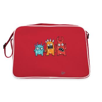drôle mignon petits monstres fous - Sac Retro - rouge/blanc - Dos