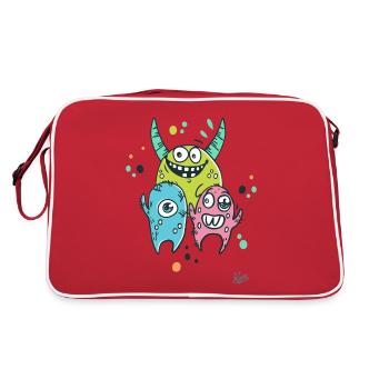 Little colorful monster friends - Retro Bag - red/white - Back