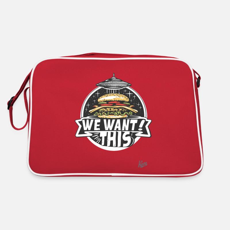 Alien UFO kidnapping of a burger Retro Bag