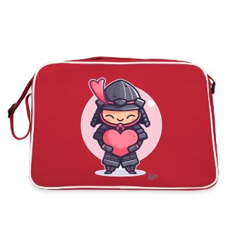 Shogun kawaii mignon samouraï avec cœur et amour - Sac Retro - rouge/blanc - Dos