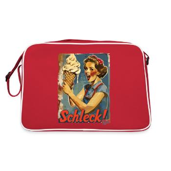 Dear lady with huge waffle ice cream - Retro Bag - red/white - Back