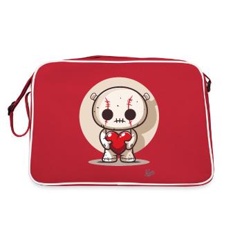 Süße Glücks-Voodoo-Puppe mit Herz und Liebe - Retro Tasche - Rot/Weiß - Hinten