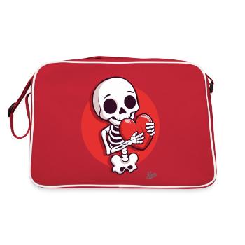 Squelette doux et heureux avec un cœur pour l’amour - Sac Retro - rouge/blanc - Dos