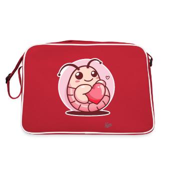 Larve sucrée : un ver qui a un cœur pour l’amour - Sac Retro - rouge/blanc - Dos