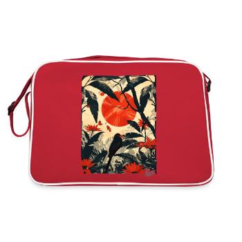 Plantes, jungle et oiseaux - Sac Retro - rouge/blanc - Dos