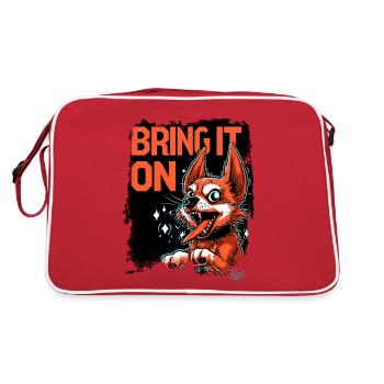 Crazy, funny little Pinscher: Bring it! - Retro Bag - red/white - Back