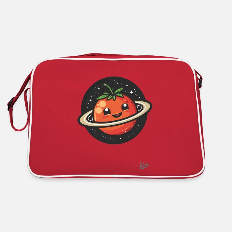 Planète tomate heureuse dans l’espace Sac Retro