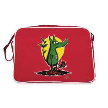 Monstre de nain de jardin laid avec une rose - Sac Retro - rouge/blanc - Dos