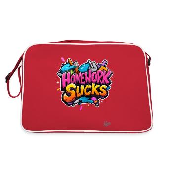 Homework is annoying! School too! - Retro Bag - red/white - Back