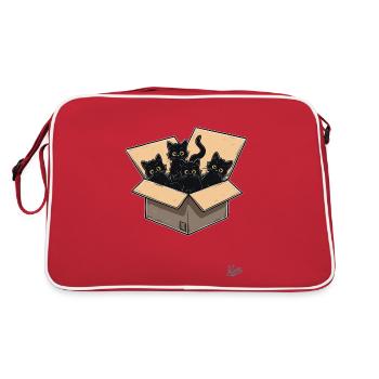 a box full of black baby cats - Retro Bag - red/white - Back