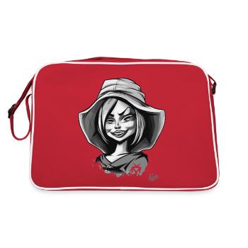 Influencer Schönheit Cartoon Mädchen - Retro Tasche - Rot/Weiß - Hinten
