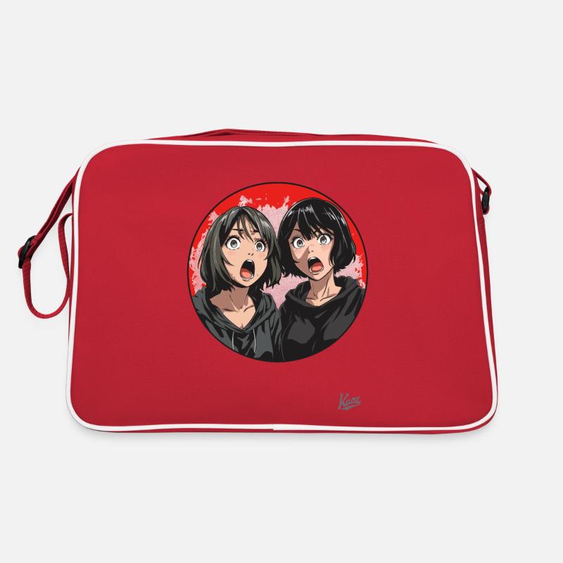 Deux filles de dessin animé émerveillées Sac Retro