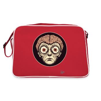Portrait effrayant avec de grands yeux et un cerveau - Sac Retro - rouge/blanc - Dos
